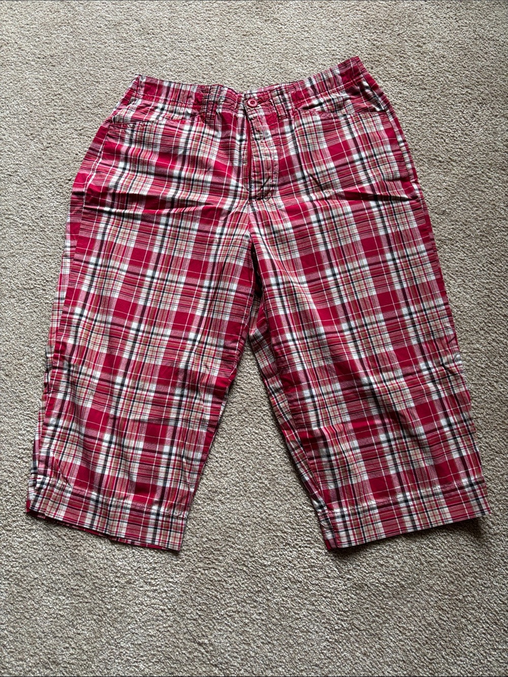 White Stag Red Plaid Stretch Capris